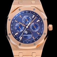 레플리카 [오데마피게] 남성용 로얄오크 페퍼츄얼 41미리 로즈골드 금장시계 오토매틱 5134타입 금장 오열 브레이슬릿 문페이즈 블루다이얼 AUD74443  