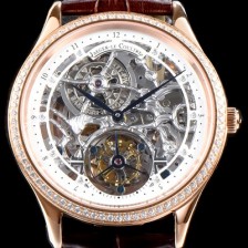 레플리카 [예거르쿨트르] 남성용 신형 마스터 그랜드 투어빌론 18K 로즈골드 케이스 1:1 수공 맞물림 형식의 쥬얼라인 화이트&실버 스켈레톤 다이얼 투어빌론 무브먼트 JAG0404  