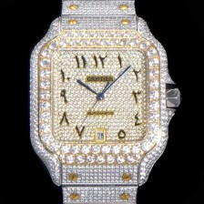 레플리카 [까르띠에] 남성용 산토스 쥬얼 다이아몬드 셋팅 베젤 40mm 큐빅/보석 다이얼 오토매틱 무브먼트 CAR40439  