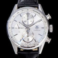 레플리카 [태그호이어] 남성용 까레라 칼리버 1887 크로노그래프 화이트 다이얼 7750 오토매틱 TAG0241  
