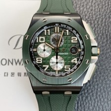 레플리카 [오데마피게] 남성용 로얄오크 오프쇼어 26405CE.OO.A056CA.01 세라믹 베젤 크로노그래프 44mm 오토매틱 무브먼트 그린 다이얼 aud6580  