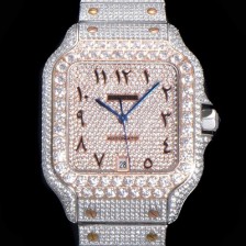 레플리카 [까르띠에] 남성용 산토스 쥬얼 다이아몬드 셋팅 베젤 40mm 큐빅/보석 다이얼 오토매틱 무브먼트 CAR40444  