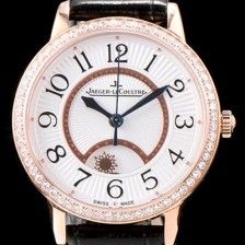 레플리카 [예거르꿀르뜨] 남성용 랑데부 나잇&데이 3442440 레이디 워치 18K 로즈골드 최상급 다이아몬드 세팅 베젤 문페이즈 화이트 텍스쳐드 다이얼 오토매틱 무브먼트 JAG0425  
