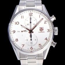 레플리카 [태그호이어] 남성용 까레라 칼리버 1887 크로노그래프 화이트 다이얼 7750 오토매틱 TAG4210  