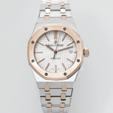 레플리카 [오데마피게] 남성용 하이엔드 15450ST 로얄오크 18K 로즈골드 37mm 오토매틱 Cal.3120무브먼트 실버 와플 다이얼 aud6523  