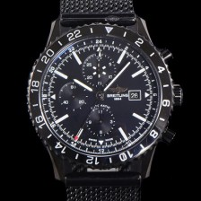 레플리카 [브라이틀링] 남성용 크로노라이너 오토매틱 ETA 7750-2B 타입 46mm 메쉬메탈줄 세라믹 PVD 코팅 블랙다이얼 bre8294  