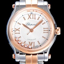 레플리카 [쇼파드]여성용 해피스포츠 미니 오토매틱 30미리 레이디스 18K로즈골드 투톤콤비 장식 자게다이얼 화이트 CHO59406  