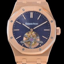 레플리카 [오데마피게] 남성용 로얄오크 Calibre 2924 투어빌론/수동기계식 41미리 금장 18K로즈골드 블랙다이얼 AUD74555  