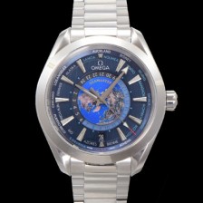 레플리카 [오메가] 남성용 씨마스터 220.10.43.22.03.001 아쿠아테라 150M GMT 월드타이머 43미리 오토매틱 Cal. 8938 타입 메탈줄 블루 다이얼 omg20240  