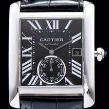레플리카 [까르띠에] 남성용 탱크 블랙 다이얼 오토매틱 무브먼트 CAR0013  