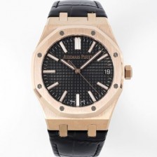레플리카 [오데마피게] 남성용 로얄오크 셀프와인딩 15510OR.OO.D002CR.02 18K 로즈골드 41mm 오토매틱 Cal.4302 무브먼트 블랙 와플 다이얼 aud6550  