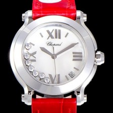 레플리카 [쇼파드]해피스포츠 라운드 쿼츠 ETA-955.112 레이디 30미리 가죽줄 화이트다이얼 CHO73618  