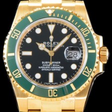 레플리카 [로렉스] 남성용 New 업그레이드형!! 서브마리너 데이트 그린 세라믹 베젤UP!! 고급스러운 18K 옐로우골드 블랙 다이얼 브레이슬릿 오토매틱 무브먼트 ROL0530  