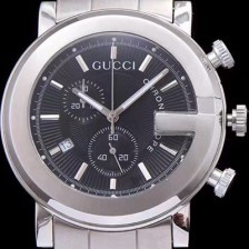 레플리카 [구찌] 남성용 G-크로노 177890 I1630 8462 크로노스카프 G 모양 베젤 블랙 텍스쳐 다이얼 브레이슬릿 스위스 쿼츠 무브먼트 GUC4240  