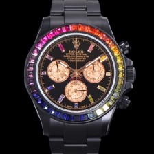 레플리카 [로렉스] 남성용 데이토나 오이스터 다이아/큐빅/DLC 블랙코팅 ETA7750-2 타입 오토매틱 크로노그래프 40mm 블랙다이얼 rol2268  