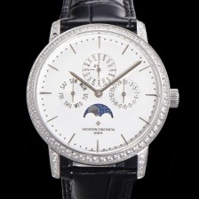 레플리카 [바쉐런콘스탄틴] 남성용 패트리모니 다이아셋팅 논페이즈 오토매틱 1120타입 41mm 가죽줄 화이트다이얼 vac0668  
