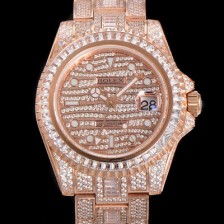 레플리카 [로렉스] 남성용 지엠티-마스터 오토매틱 E2836-2 타입 18K 로즈골드/풀다이아몬드 셋팅 41mm 메탈줄 골드/다이아몬드 다이얼 rol1299  