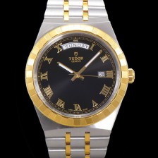 레플리카 [튜더] 남성용 로얄 워치 오토매틱 스위스 ETA2836-2 타입 18K 옐루골드 41mm 메탈줄 블랙다이얼 tud9512  