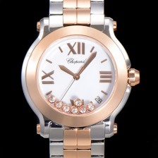 레플리카 [쇼파드] 여성용 해피 스포츠 다이아몬드 36mm 스위스 955.112 쿼츠 18K 로즈골드 화이트다이얼 cho1953  