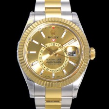 레플리카  [로렉스] 남성용 스카이더웰러 오이스터 퍼페츄얼 오토매틱 Cal.9001타입 42미리 18K 옐루골드 투톤콤비매탈줄 골드다이얼 rol5291  
