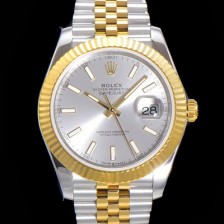 레플리카 [로렉스] 남성용 904L스틸!! 2022신형 데이져스트 41mm II 126333 !! 18K 옐로골드 실버 다이얼 브레이슬릿 신형 Cal.3235 오토매틱 무브먼트 ROL09329  