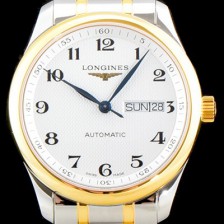 레플리카 [론진] 남성용 마스터 컬렉션 L2.755.5.78.7 클래식 데이데이트 논크로노 모델!! 18K 옐로우골드 투톤콤비 화이트 텍스쳐드 다이얼 브레이슬릿 오토메틱 무브먼트 LON0400  