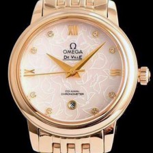 레플리카 [오메가] 여성용 드빌 424.12.33.20.55 자게 화이트 다이얼 18k 옐로골드 브레이슬릿 쥬얼리 인덱스 오토매틱 무브먼트 OMG0010  