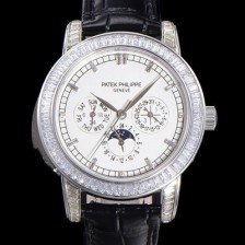 레플리카 [파텍필립] 남성용 Ref.5073P 그랜드 컴플리케이션 문페이즈 오토매틱 다이아몬드셋팅 42mm 가죽줄 화이트다이얼 pat2195  