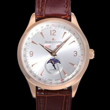 레플리카 [예거르꿀뜨르] 남성용 마스터 캘린더 문페이즈 18K RG 오토매틱 866 39mm 가죽줄 실버다이얼 jag2351  