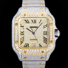 레플리카 [까르띠에] 남성용 산토스 쥬얼 다이아몬드 셋팅 베젤 40mm 큐빅/보석 다이얼 오토매틱 무브먼트 CAR42604  