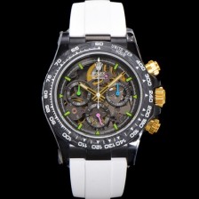 레플리카 [로렉스]남성용 데이토나 카본 베젤 40mm 크로노그래프 오토매틱 Cal.4130 무브먼트 스켈레톤 다이얼 rol5373  