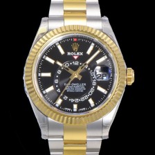 레플리카  [로렉스] 남성용 스카이더웰러 오이스터 퍼페츄얼 오토매틱 Cal.9001타입 42미리 18K 옐루골드 투톤콤비매탈줄 블랙다이얼 rol1139  