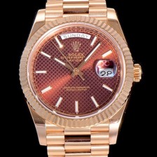 레플리카 [로렉스] 남성용 데이데이트 오토매틱 로즈골드 올금 금장시계 이티애이 2836-2 40미리 브라운다이얼 3열 브레이슬릿 ROL79514  