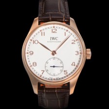 레플리카 [아이더블유씨] 남성용 포르투기즈 IW358306 오토매틱 수정형 82200타입 무브 40.4mm 18K 로즈골드 가죽줄 화이트 다이얼  iwc36970  