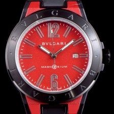 레플리카 [불가리] 남성용 신상품 업데이트!! 디아고노 102306 DG41C11SMCVD 마그네슘 PVD 레드 다이얼 쿼츠 무브먼트 BVL4252  