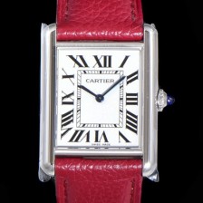 레플리카 [까르띠에] 여성용 탱크 머스트 WSTA0041 로마 인덱스 33.7mm 화이트 다이얼 가죽줄 쿼츠 무브먼트 CAR08320  