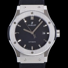 레플리카 [휴블렛] 남성용 클래식 퓨전 45미리 오토매틱 9015 타입 가죽/러버 믹스 블랙다이얼 HUB73474  