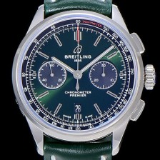 레플리카 [브라이틀링]남성용 프리미에르 01 크로노그래프 오토매틱 42mm 그린 다이얼 BRE51348  