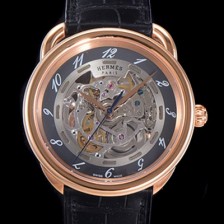 레플리카 [애르메스] 남성용 아쏘 오토매틱 41mm 18K 로즈골드 가죽줄 스켈래톤 다이얼 her82735  