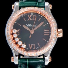 레플리카 [쇼파드]여성용 해피스포츠 미니 오토매틱 보석/큐빅 30미리 레이디스 18K 로즈골드 그린다이얼 CHO83865  