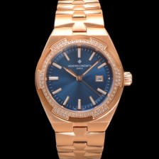 레플리카 [바쉐런 콘스탄틴] 여성용 오버시즈 4605V200R-B978 18K 로즈골드 오토매틱 무브먼트 35mm 블루 다이얼 vac1143  