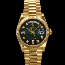 레플리카 [로렉스] 남성용 New 데이데이트 m128238-0069 무게173g 18K 옐로우골드 프레지던트 36mm 오토매틱 Cal.2836-2 타입 다이아몬드 그린 옴브레 다이얼 rol5408  