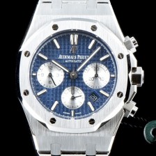레플리카 [오데마피게] 남성용 NEW 로얄오크 26331ST.OO.1220ST.01 41mm 사이즈 드레스 워치!! 크로노그래프 블루 와플 다이얼 브레이슬릿 신형 ETA 7750B-2 오토매틱 무브먼트 AUD0143  