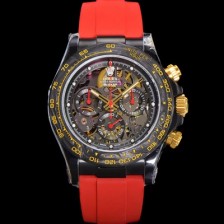 레플리카 [로렉스]남성용 데이토나 카본 베젤 40mm 크로노그래프 오토매틱 Cal.4130 무브먼트 스켈레톤 다이얼 rol5374  