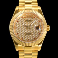 레플리카 [로렉스] 남성용 데이데이트II 오토매틱 E2836-2 타입 40mm  18K 옐루골드 올금 다이아몬드 문자판 골드다이얼 rol3125  