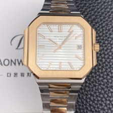 레플리카 [파텝필립] 남성용 큐비투스 데이트 Ref.5821 콤비 18K 로즈골드 45mm 오토매틱 Cal.26-330 SC 타입 화이트 다이얼 pat2260  