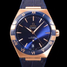 레플리카 [오메가] 남성용 1:1수제공정! 무브UP 컨스틸레이션 코-엑시얼 마스터 오토매틱 Cal.8900타입  41mm  18K 로즈골드 가죽/우레탄 믹스 블루다이얼 omg02892  