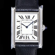레플리카 [까르띠에] 여성용 탱크 머스트 WSTA0041 로마 인덱스 33.7mm 화이트 다이얼 가죽줄 쿼츠 무브먼트 CAR08322  