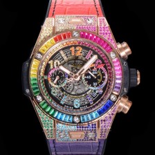 레플리카 [휴블렛] 남성용 빅뱅 유니코  45mm 오토매틱 HUB1280 타입 18K 로즈골드/다이아몬드 풀케이스 러버줄 스켈래톤 다이얼  hub2151  