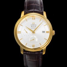 레플리카 [오메가] 남성용 드빌 424.53.40.21.02.002 프레스티지 코-액시얼 39.5mm  18K 옐로우골드 오토매틱 Cal.2627 타입 실버 다이얼 omg0176  
